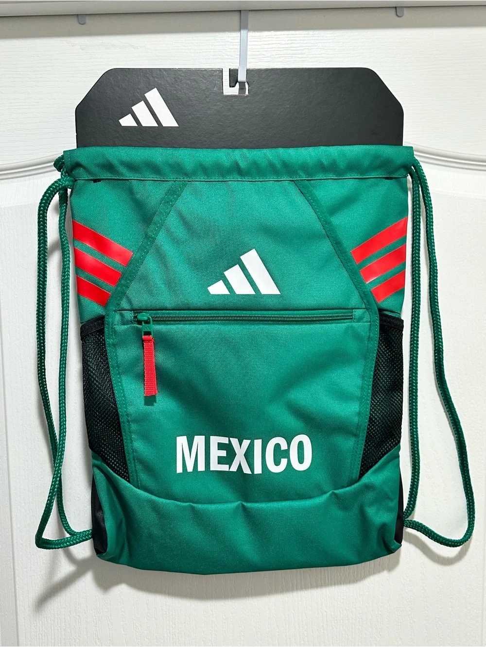 adidas Green Mexico Drawstring Backpack Sackpack with Red Accents - NWT!